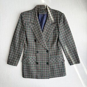 Giorgio Sant Angelo vtg gray plaid wool blazer jacket